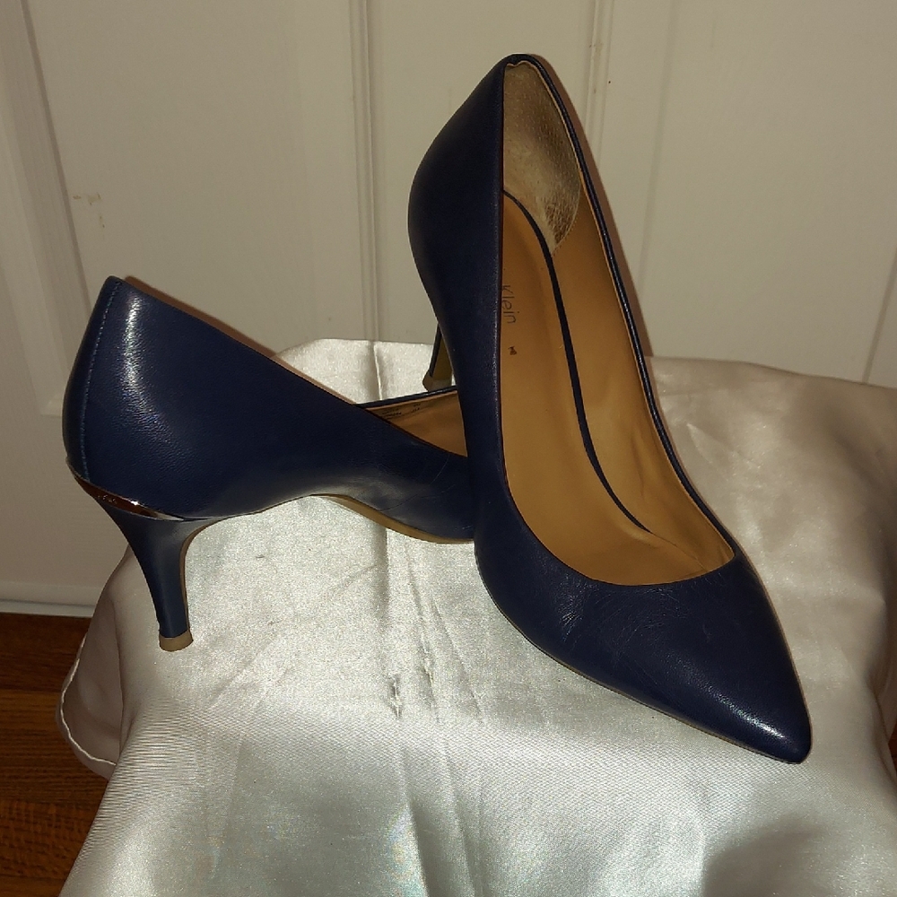 Calvin Klein Collection Blue Heels Classic Pointed-Toe Pumps